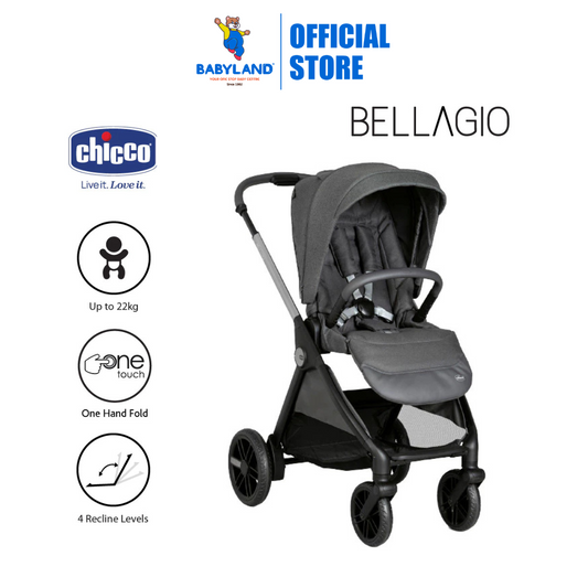 Chicco Bellagio Stroller - Black Satin (Newborn till 22kg) | Two Ways Facing Stroller