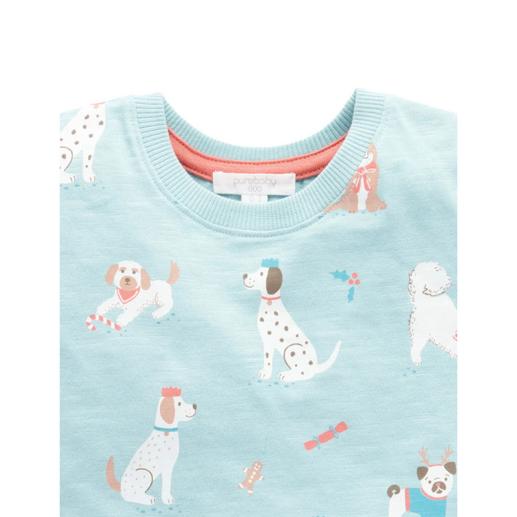 Purebaby Organic Puppy Christmas Print Tee