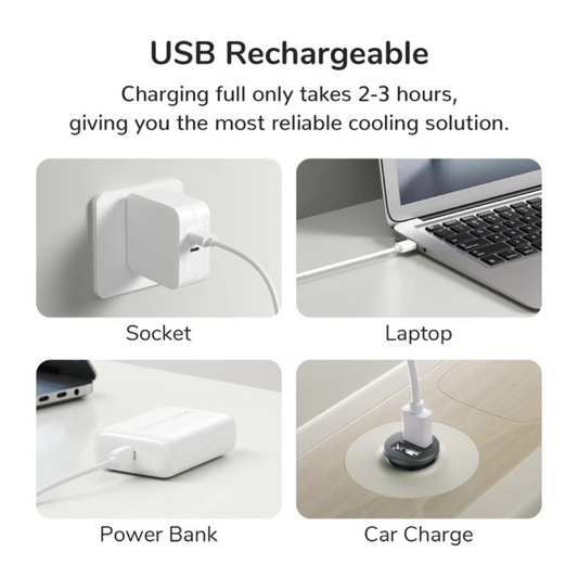 Jisulife Personal Handheld Fan (2000mAh) - White | 3 Speeds | Lightweight | Compact | Portable | Rechargeable (FA21)