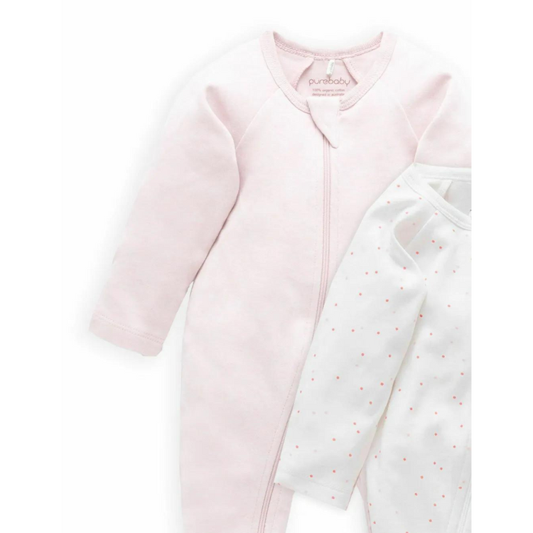 Purebaby 2 Pack Organic Sleepsuit Purebaby Australia - Pale Pink Melange (Girl)