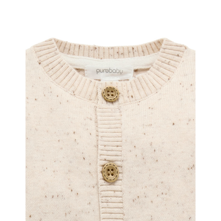 Purebaby Organic Llama Fiesta Friends Cardigan - Sand Neppy Print