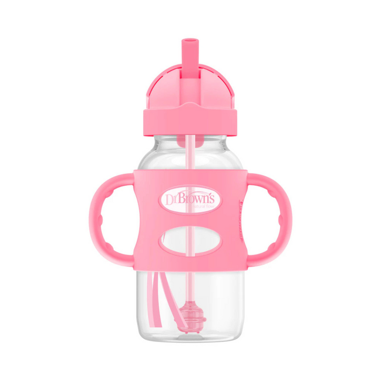 Dr Brown's Anti-Colic Options+ PP Wide Neck Sippy Straw Bottle With Handle - 270ml (6m+)