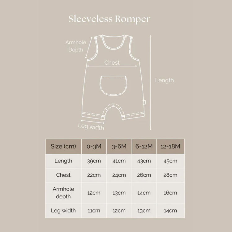 Joey & Mom Sleeveless Bamboo Baby Romper - Snap Button | Eczema Friendly