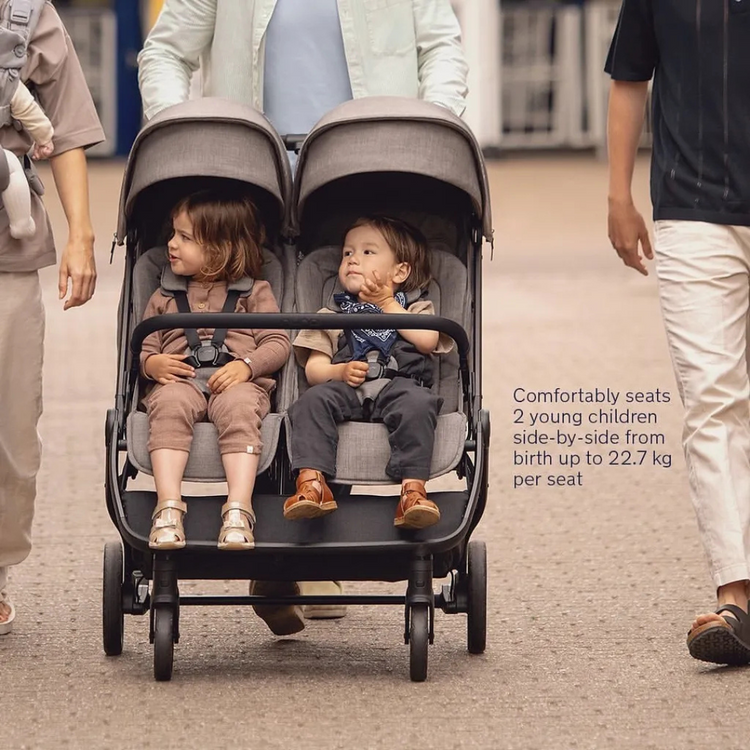 Nuna trvl™ dubl Stroller - Caviar | Side-By-Side Double (Up to 50 lbs per seat)