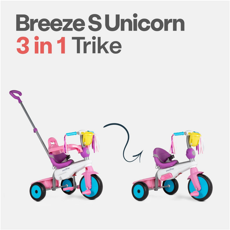 SmarTrike 3-in-1 Breeze S Toddler Trike - Unicorn (24M-3Y)