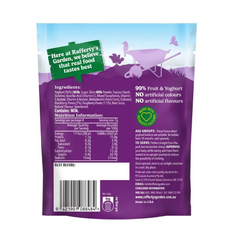 Rafferty's Garden Yoghurt Buttons 28g (10+ months)