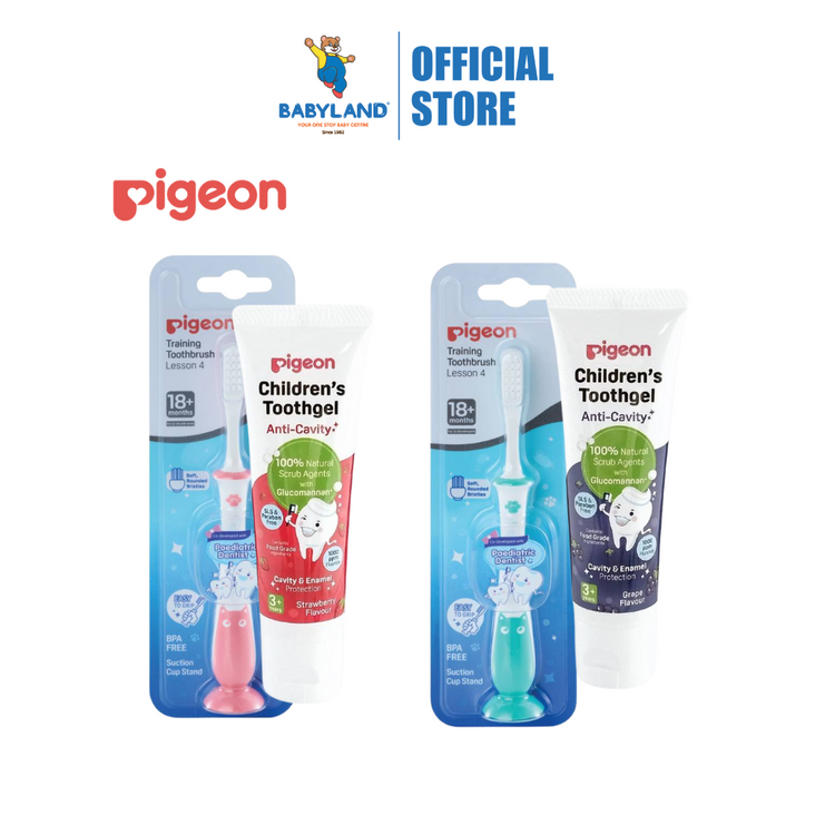 Pigeon Training Toothbrush Lesson 4 + Toothgel Anti Cavity Combo (3 years+)