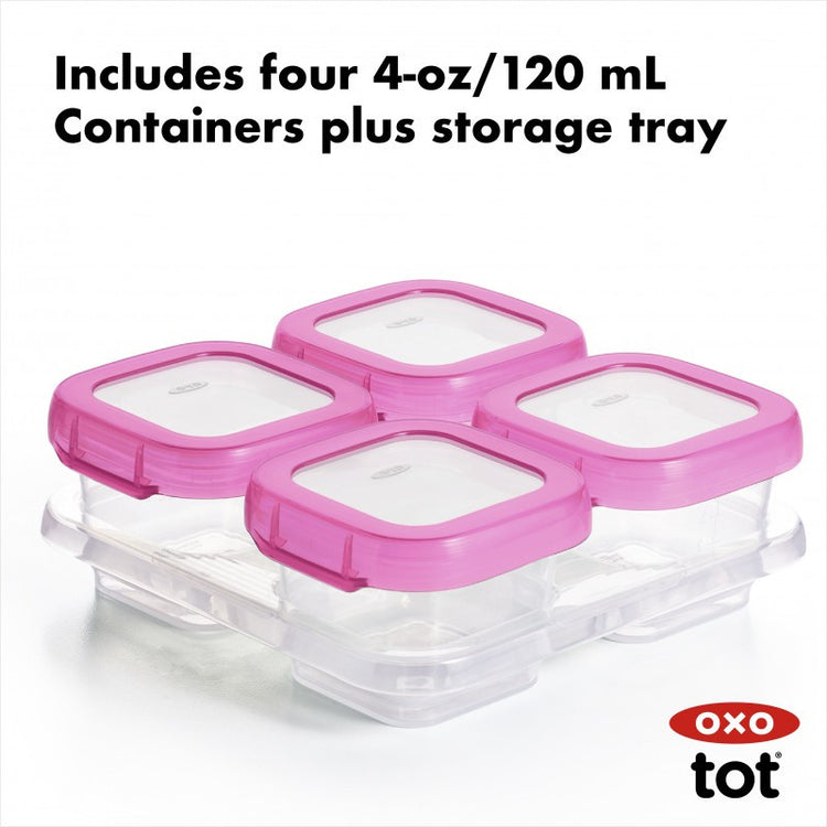 Oxo Tot Baby Blocks Plastic Freezer Storage Containers Set (4oz / 120ml)