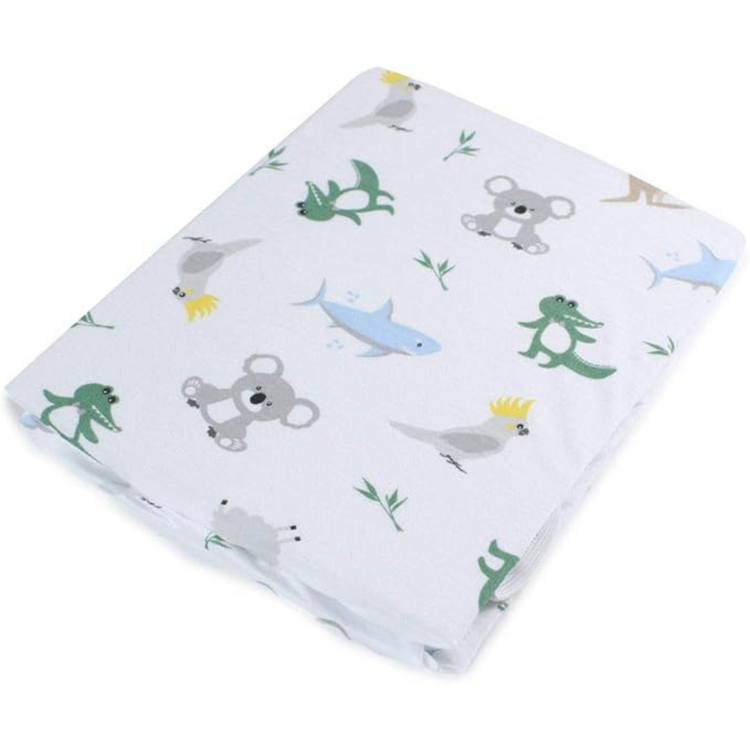 Bubba Blue Aussie Animals Jersey Cot Fitted Sheet (77x135x19cm)