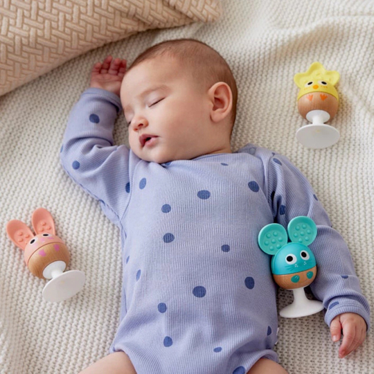 Hape 0123 Cheery Critter Rattle Trio Suitable for Newborn and Up