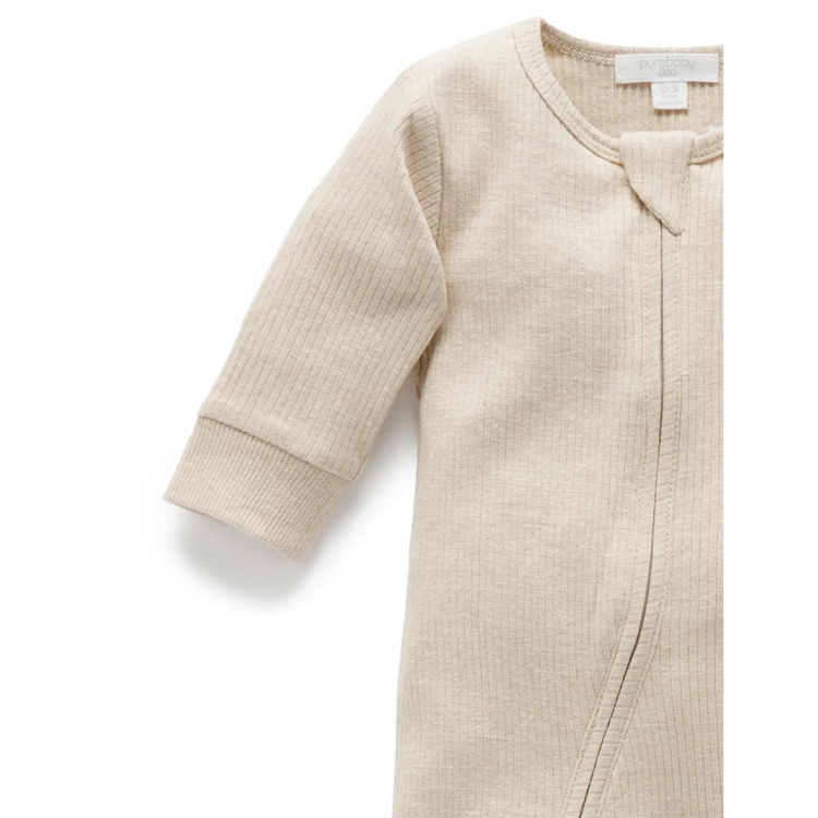 Purebaby Organic Zip Growsuit - Biscuit Melange