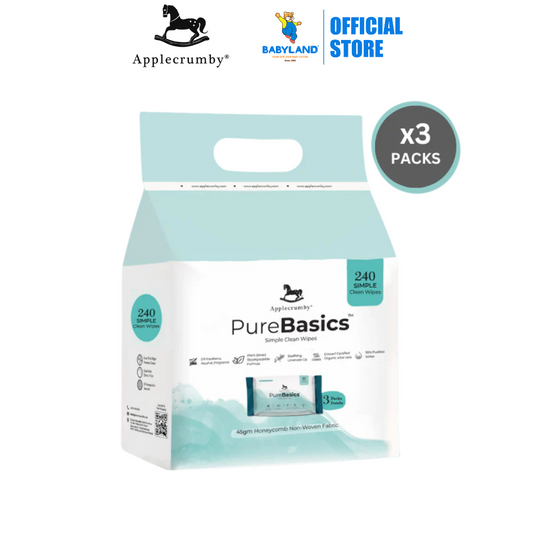 Applecrumby PureBasics Wipes 80s (3 Packs)