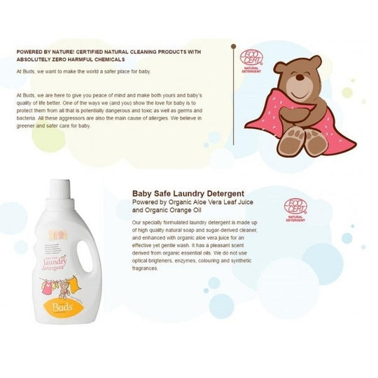 Buds Household Eco Baby Safe Laundry Detergent 1000ml