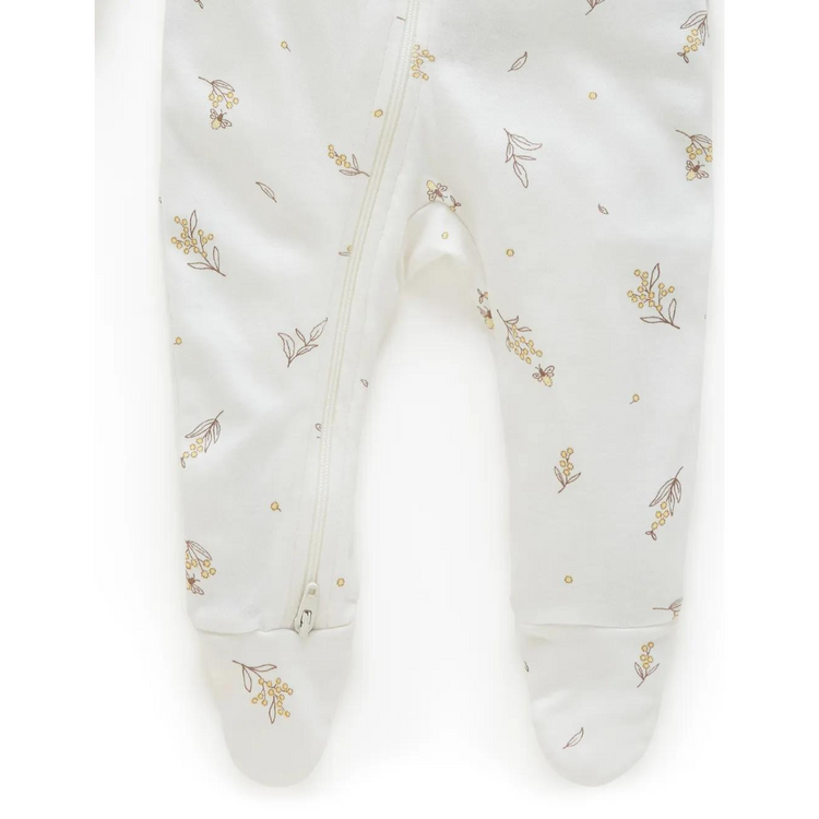 Purebaby Organic Zip Growsuit - Vanilla Wattle Bee