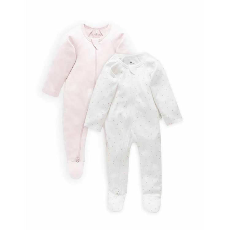 Purebaby 2 Pack Organic Sleepsuit Purebaby Australia - Pale Pink Melange (Girl)