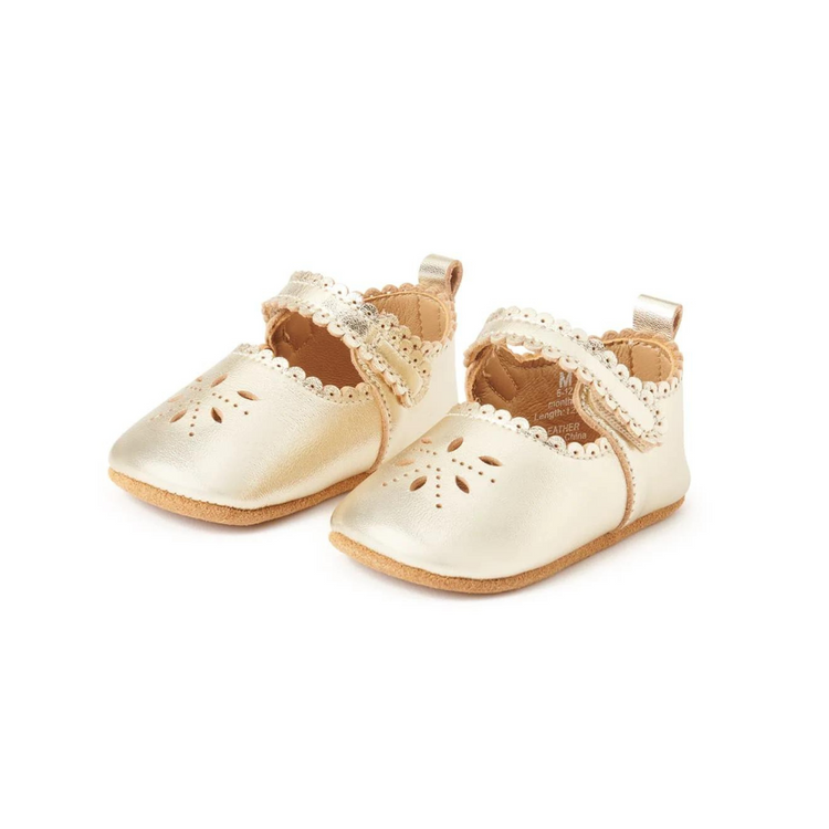 Purebaby Leather Eyelet Mary Jane - Light Gold