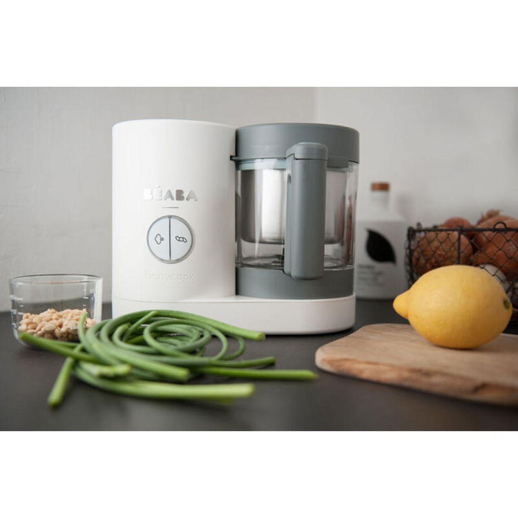 Beaba Babycook Neo Baby Food Processor - White Grey | Homemade Nutritious Healthy Food Steams, Blends, Defrosts and Reheats in 15mins