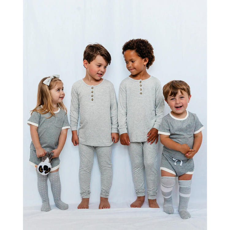 Snuggle Shield® LUXE bamboo 2 piece long sleeve sleeper set Heather Grey