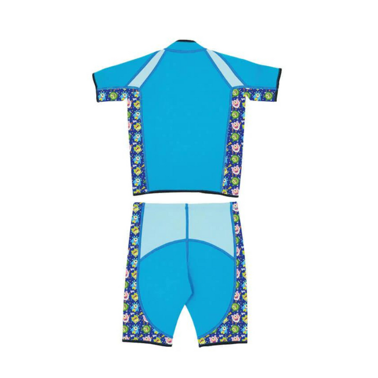 Cheekaaboo Twinwets Toddler Thermal Swimsuit UPF50+ Blue Monster