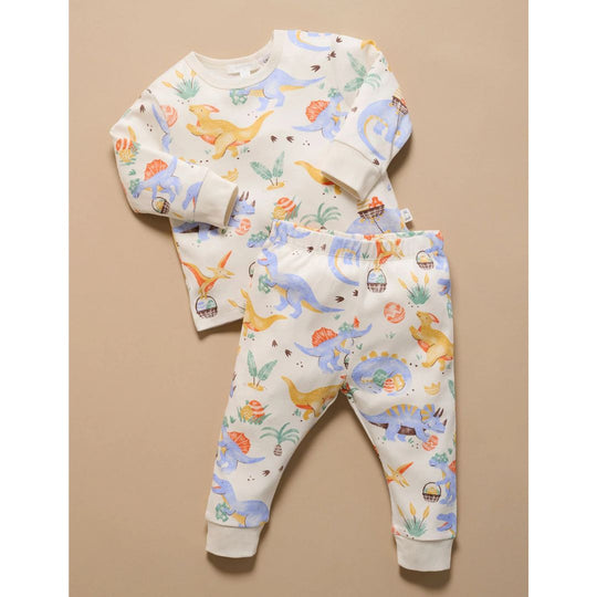Purebaby Organic Pyjama Set - Easter Dino Dash Print