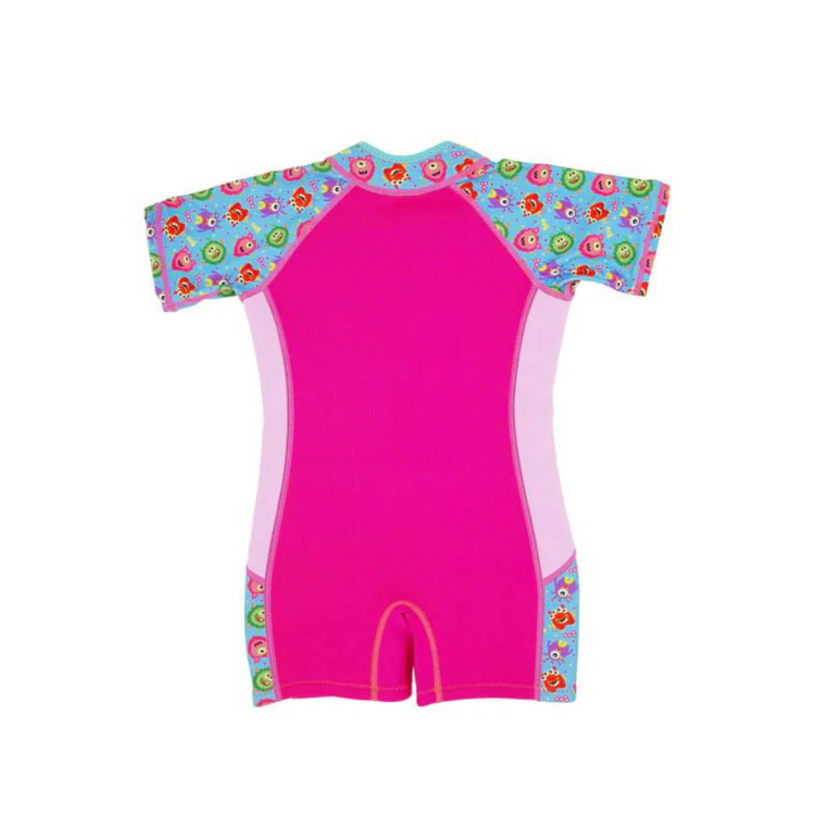 Cheekaaboo Wobbie Toddler Thermal Swimsuit UPF50+ - Pink Monster