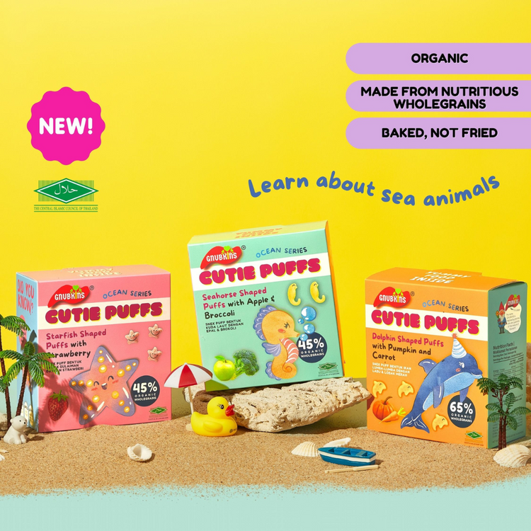 Little Baby Grains Cutie Puffs Organic Snack - 3 Flavours (6 months onwards)