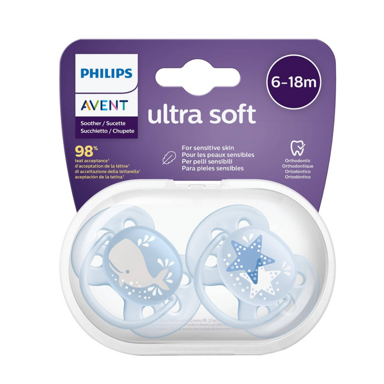 Philips Avent Ultra Soft Soother Twin Pack (0-6m) (6-18m)