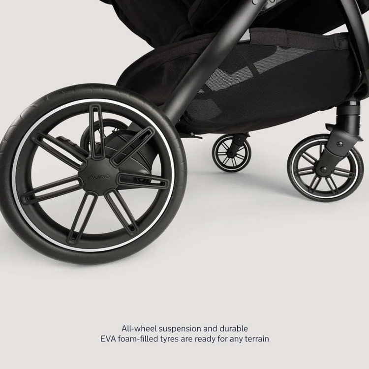 Nuna trvl™ dubl Stroller - Caviar | Side-By-Side Double (Up to 50 lbs per seat)