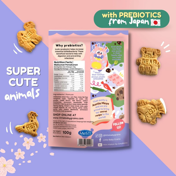 Little Baby Grains Prebiotic Kids Cookies 100g - 2 flavours (12 months till adult)