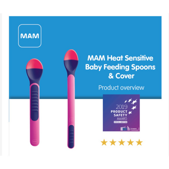 MAM Heat Sensitive Baby Feeding Spoons and Cover (6m+)