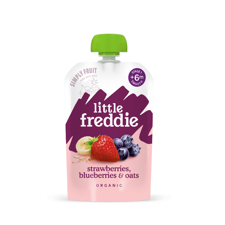 Little Freddie Pouches – Blueberries, Strawberries & Oats (100G) - 6M+