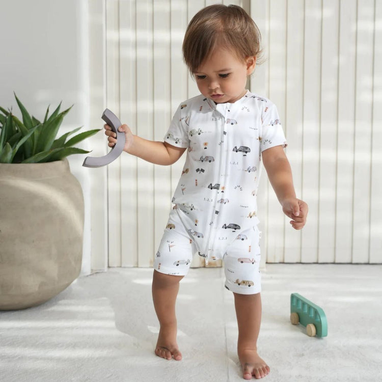 Joey & Mom Zipper Premium Bamboo Cotton Baby Romper | Short Sleeve Onesie for Newborns & Infants