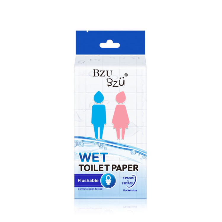 BZU BZU Wet Toilet Paper (6 Packs x 8 Wipes)