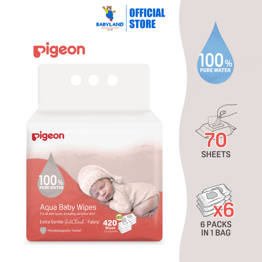 Pigeon Aqua Baby Wipes 70's x6