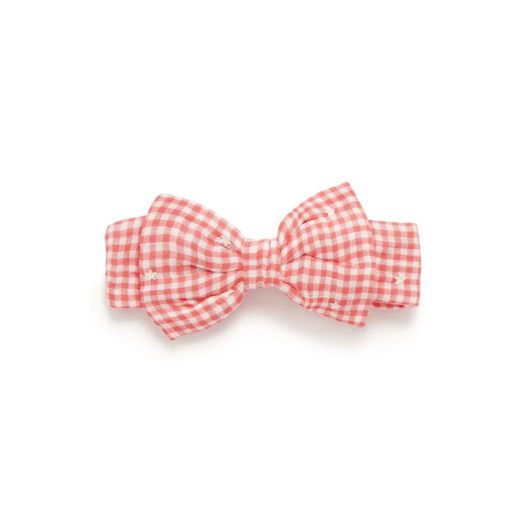 Purebaby Organic Bow Headband Gingham Star Broderie