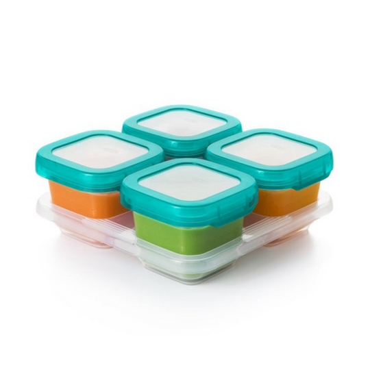 Oxo Tot Baby Blocks Plastic Freezer Storage Containers Set Teal (6oz/180ml)