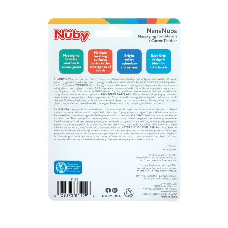 Nuby Banana Gum Massager Bristles N Carrot Teether Set