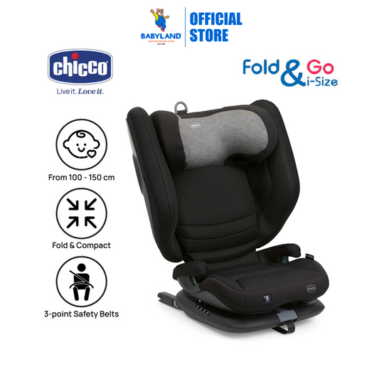Chicco Fold & Go S I-size Booster Seat - Posh Black | From 100cm to 150cm (3Y+)