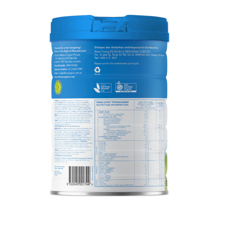 Bellamy's Organic EQUIFINA Infant Formula Step 1 900g (0-6 Months)