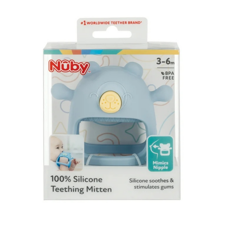 Nuby Silicone Wrist Grip Teething Mitten Bear ( 3+ months )