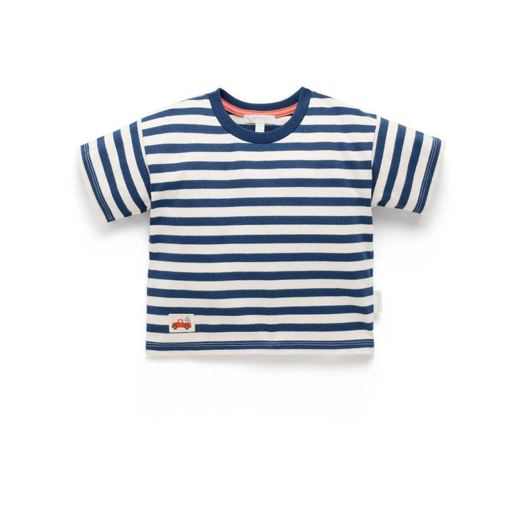 Purebaby Organic Marine Stripe Print Heavy Weight Oversized Tee