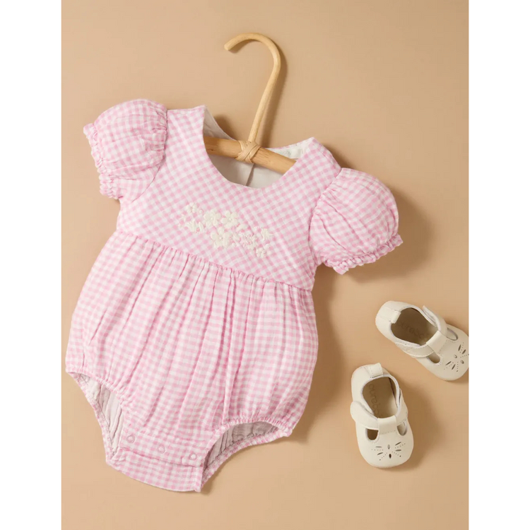 Purebaby Organic Romper Passionfruit Gingham