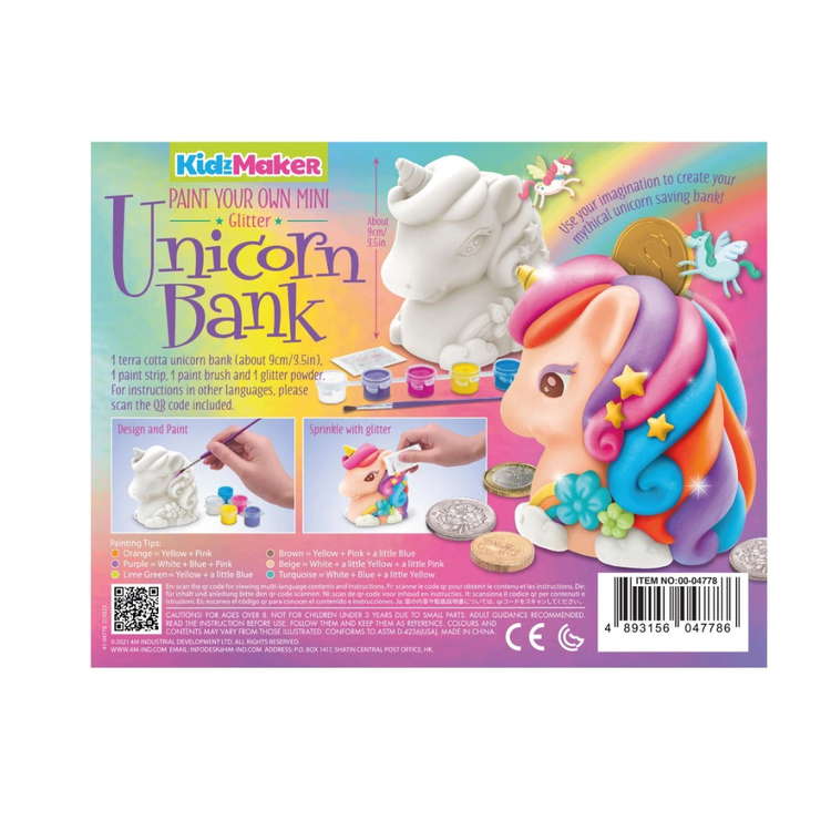 4M Kidzmaker - Paint Your Own Glitter Unicorn Bank (8Y+)