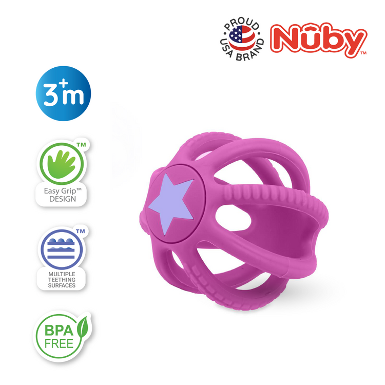 Nuby Silicone Collapsible Ball Teether - FDA (3m+) (Random Color)