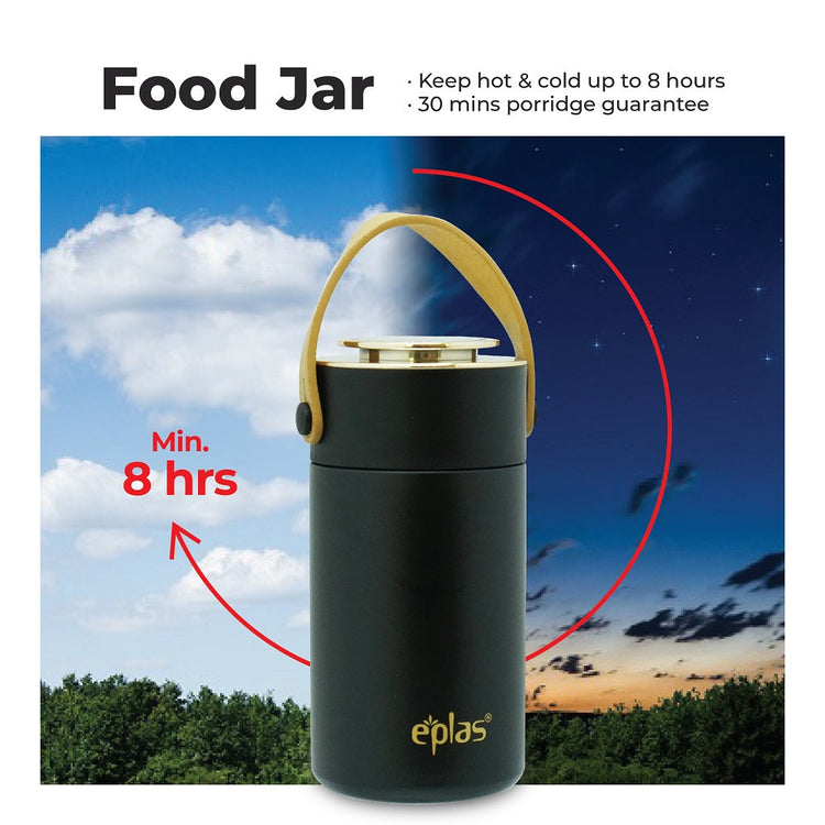 Ee Jia Eplas 900ml Thermal Pot Food Jar With Handle and Spoon- Black