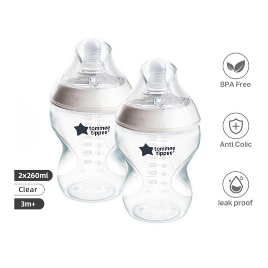 Tommee Tippee Natural Start PP Bottle (2x260ml) - With Medium Flow Teat