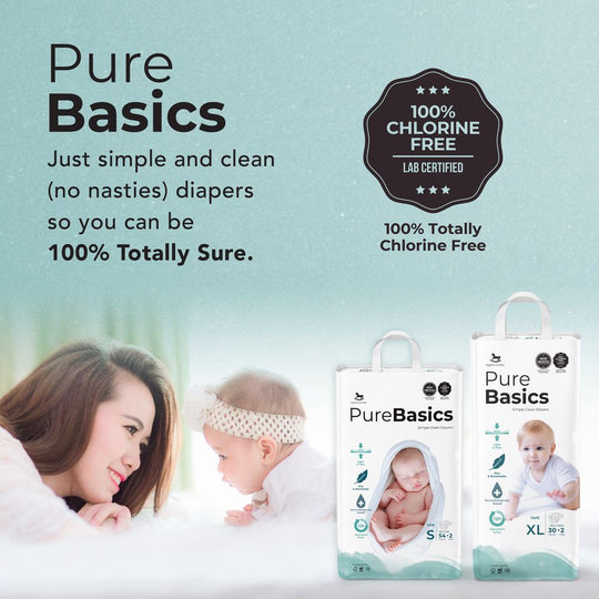 Applecrumby PureBasics Tape Diapers - S56 / M48 / L40 / XL32