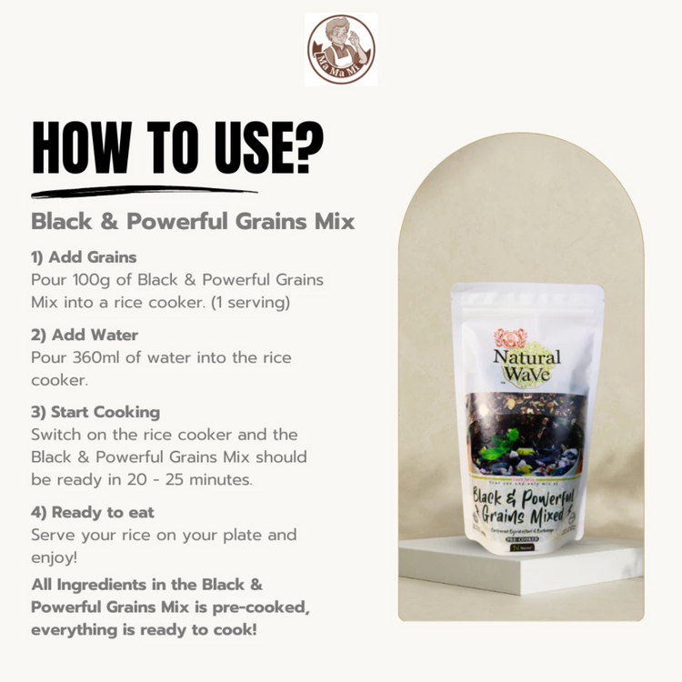Mamami Natural Wave Black & Powerful Grains Mixed 400g | 4 Servings | Nutrient Dense | Pre-Cooked Meal