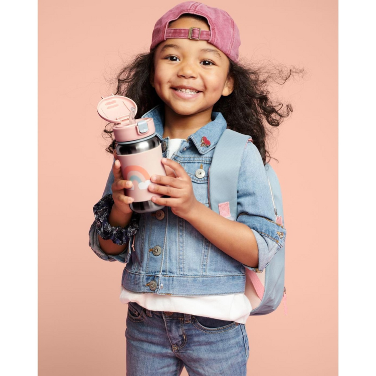 Skip Hop Zoo Stainless Steel Straw Bottle 360ml - Cat