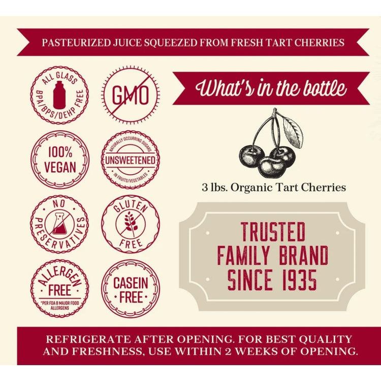 Lakewood Gluten Free Organic Pure Tart Cherry Juice (32oz) - Gout Relieve & Insomnia